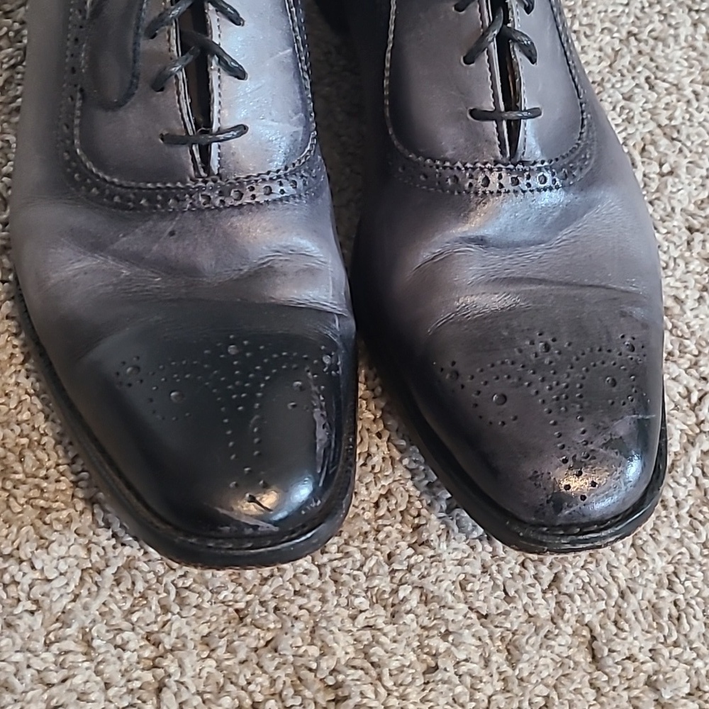 GUC Allen Edmonds Cornwallis Gray Black Leather Dress Shoes Oxfords Men 14B - Picture 6 of 9